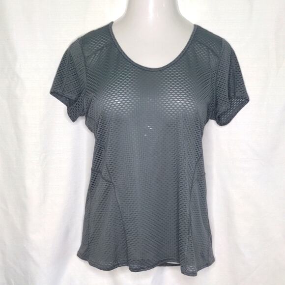 CALVIN KLEIN Gray Performance Gear Mesh Top XL Athleisure Workout Tee - Picture 1 of 8